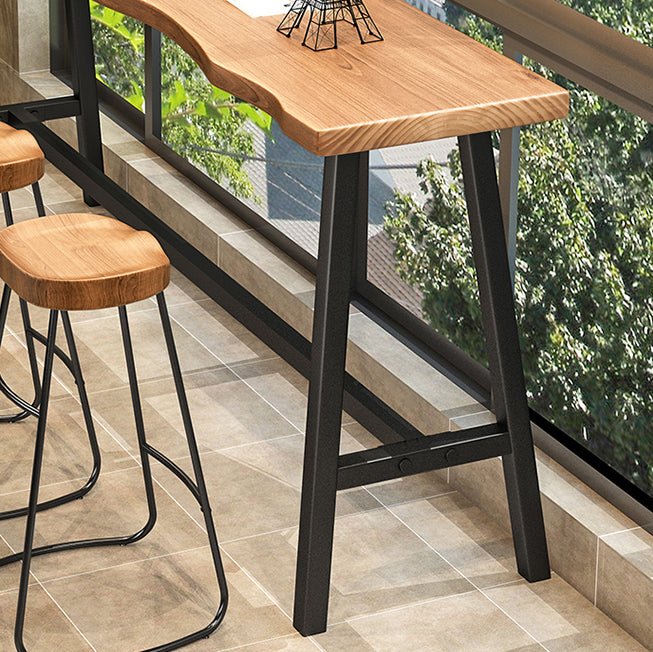 Brown Modern Style Specialty Bar Table Wood and Iron Coffee Shop Bar Table