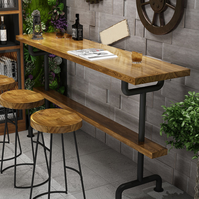 Brown Industrial Style Bar Table Pine Wood Milk Tea Shop Casual Bar Table