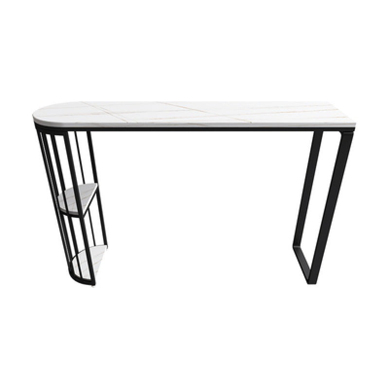 White Modern Style Bar Table in Faux Marble and Metal Specialty Coffee Shop Bar Table
