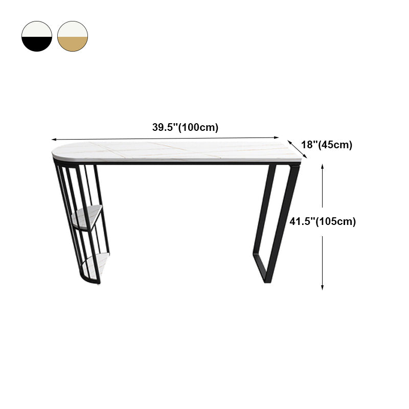 White Modern Style Bar Table in Faux Marble and Metal Specialty Coffee Shop Bar Table