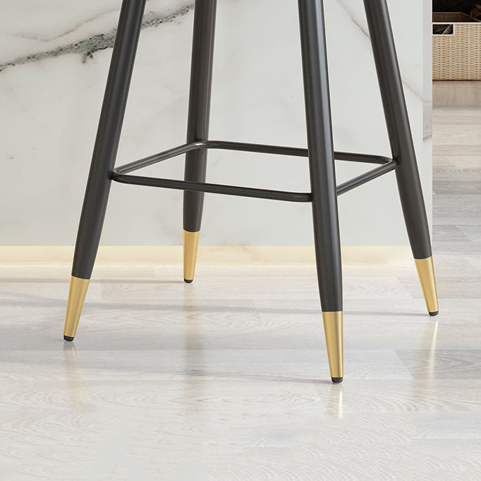 Glam Restaurant Leather Stool Matte Finish Footrest Armed Barstool