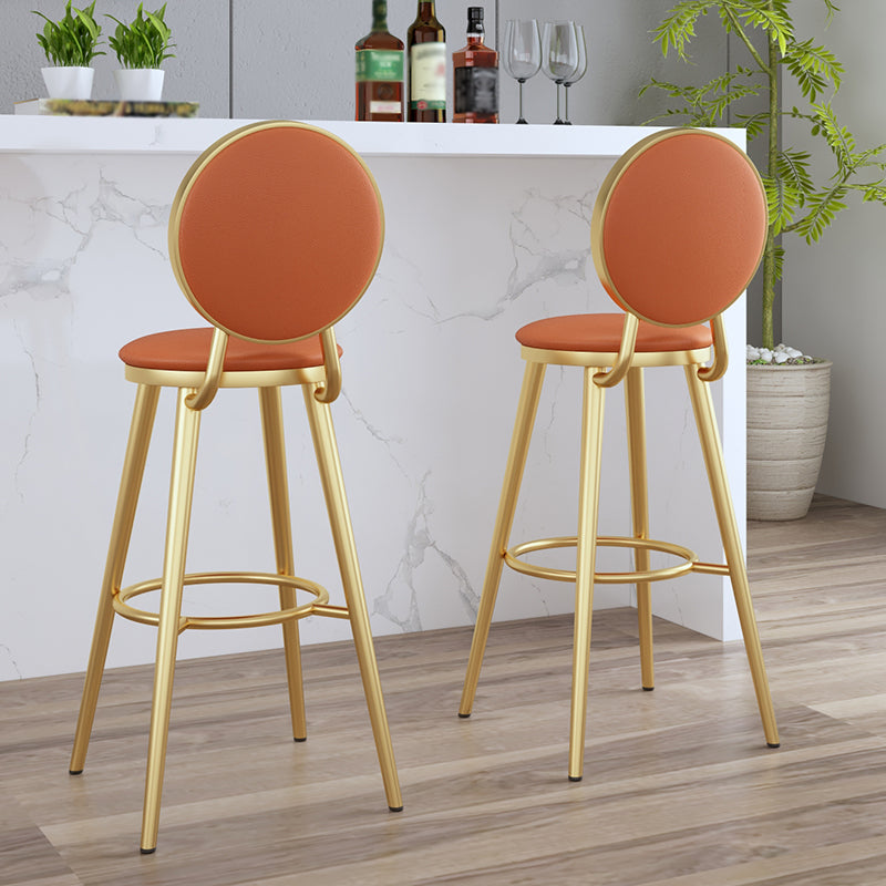Glam Jewelry Shop PU Leather Stool Orange Footrest Low Back Stool