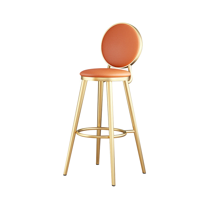 Glam Jewelry Shop PU Leather Stool Orange Footrest Low Back Stool