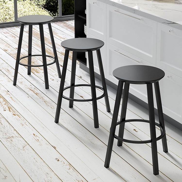 Contemporary Footrest Backless Barstool Matte Finish Iron Stool