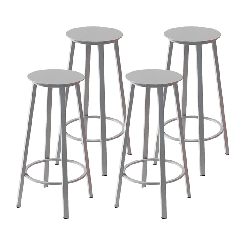 Contemporary Footrest Backless Barstool Matte Finish Iron Stool