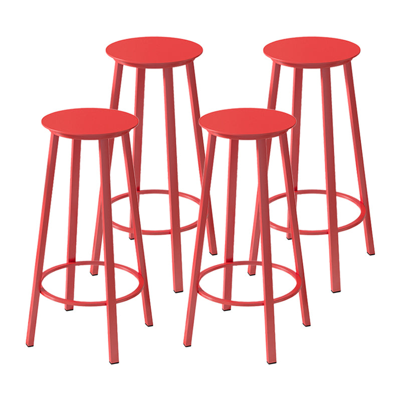 Contemporary Footrest Backless Barstool Matte Finish Iron Stool