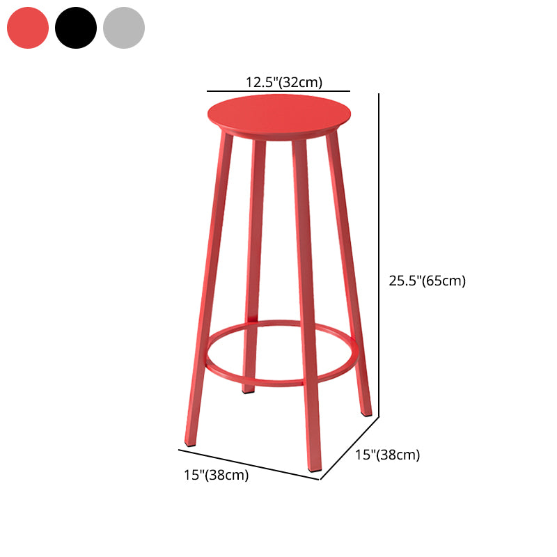 Contemporary Footrest Backless Barstool Matte Finish Iron Stool