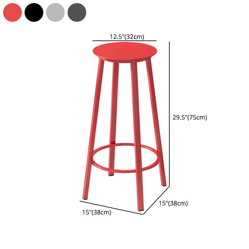 Contemporary Footrest Backless Barstool Matte Finish Iron Stool