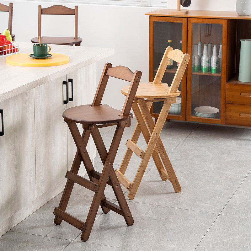 Modern Design Low Back Round Bar Stools for Home Solid Wood Bar Stool with Wood Seat