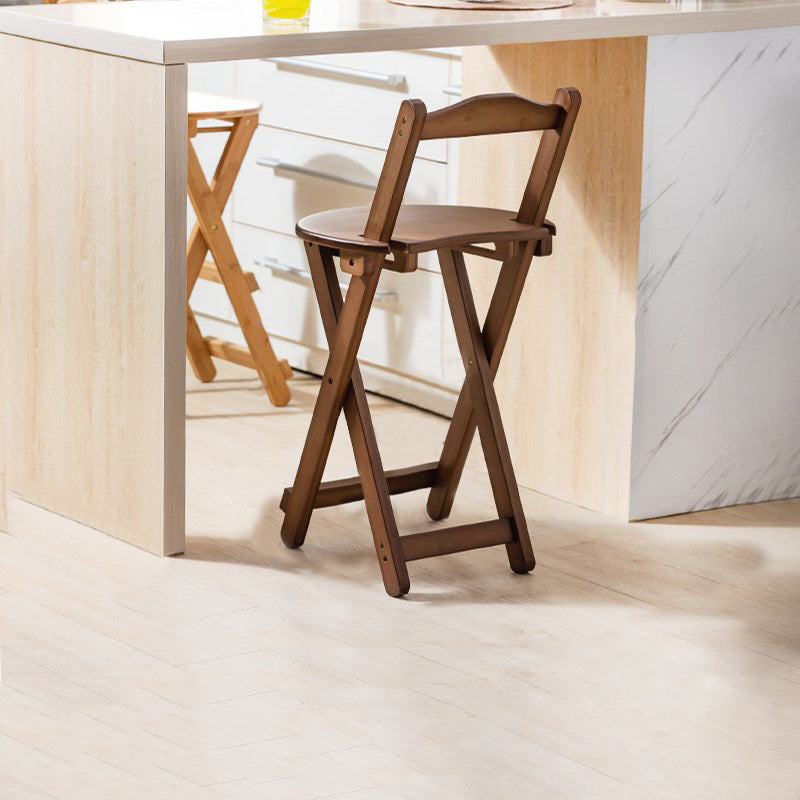 Modern Design Low Back Round Bar Stools for Home Solid Wood Bar Stool with Wood Seat