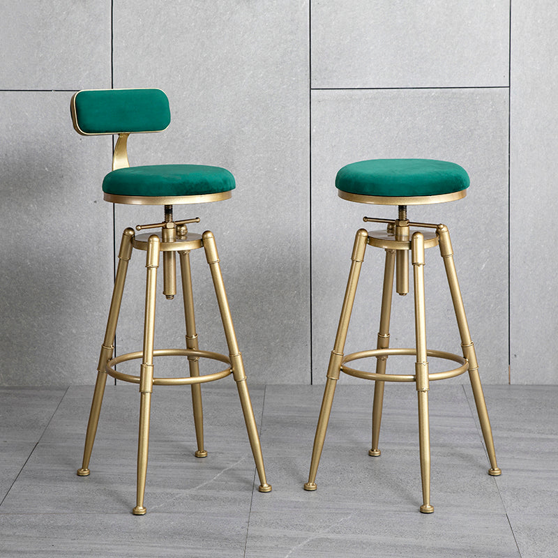 Glam Style Upholstered Bar Stools for Home Armless Stools with Metal Base