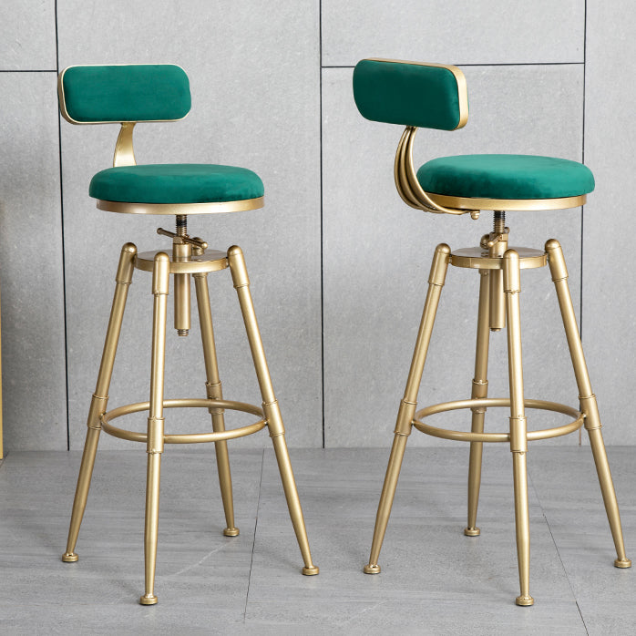 Glam Style Upholstered Bar Stools for Home Armless Stools with Metal Base