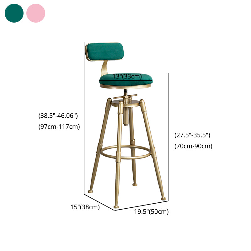 Glam Style Upholstered Bar Stools for Home Armless Stools with Metal Base