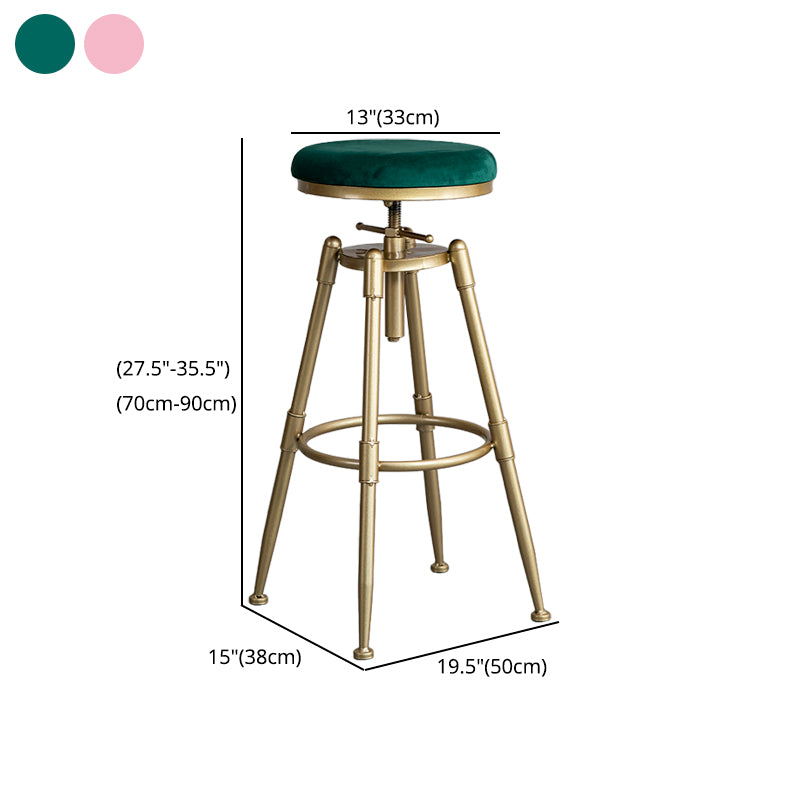 Glam Style Upholstered Bar Stools for Home Armless Stools with Metal Base