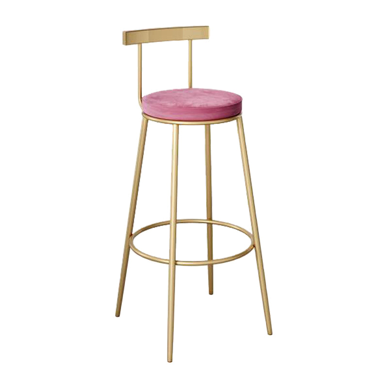 Contemporary Round Bar and Counter Stool Metal Stool with 4 Gold Legs