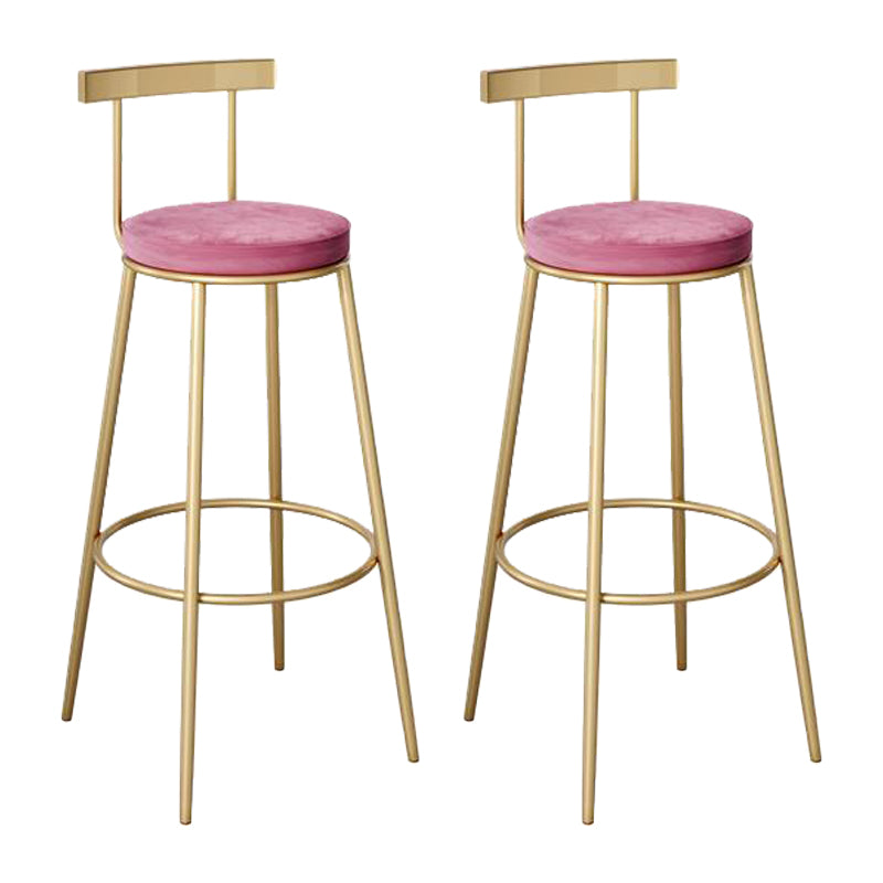 Contemporary Round Bar and Counter Stool Metal Stool with 4 Gold Legs
