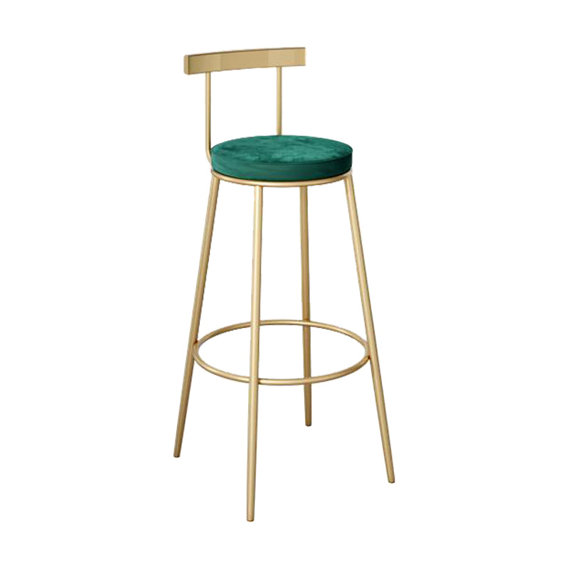 Contemporary Round Bar and Counter Stool Metal Stool with 4 Gold Legs