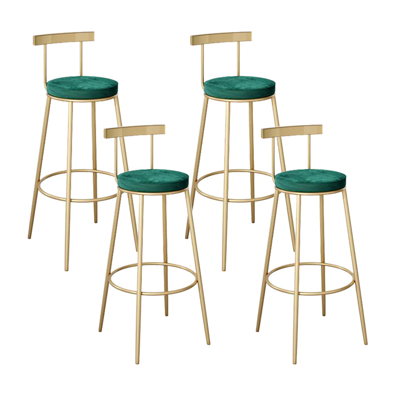 Contemporary Round Bar and Counter Stool Metal Stool with 4 Gold Legs