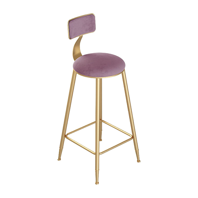 Contemporary Round Bar and Counter Stool Low Back Stool with 4 Gold Legs