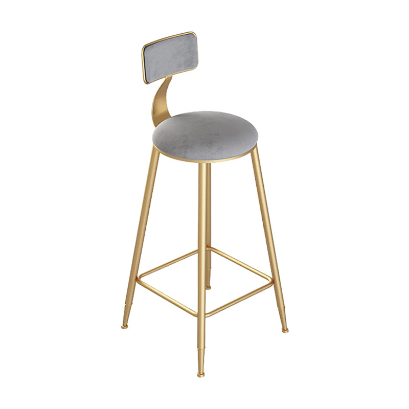 Contemporary Round Bar and Counter Stool Low Back Stool with 4 Gold Legs