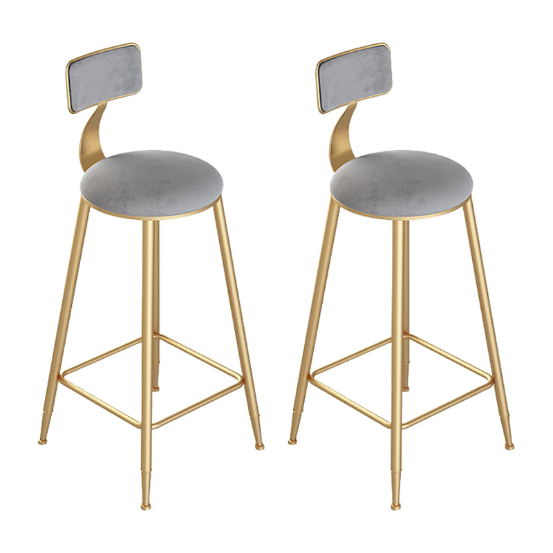 Contemporary Round Bar and Counter Stool Low Back Stool with 4 Gold Legs