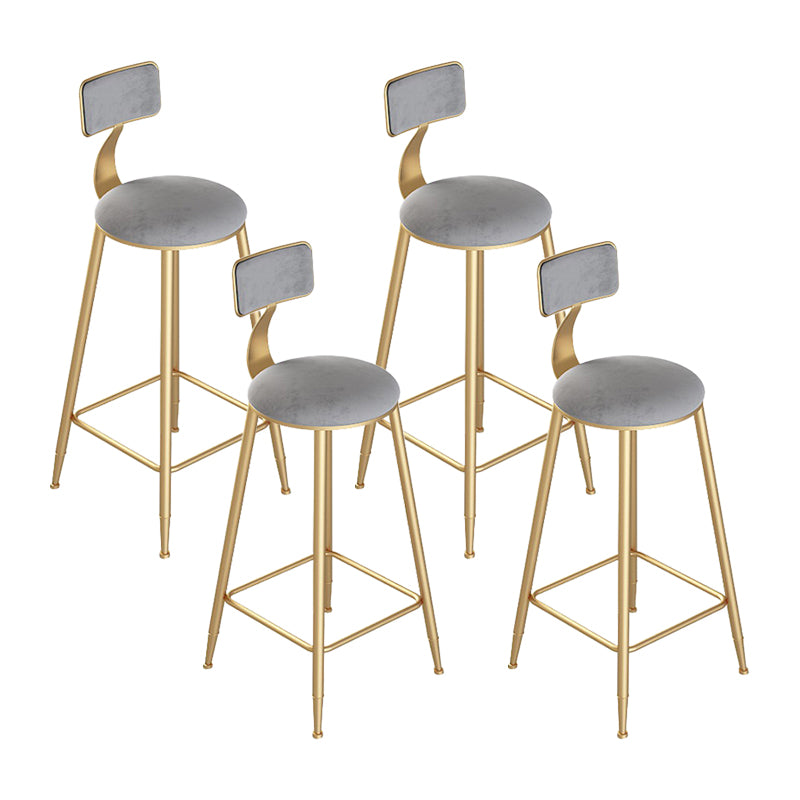 Contemporary Round Bar and Counter Stool Low Back Stool with 4 Gold Legs