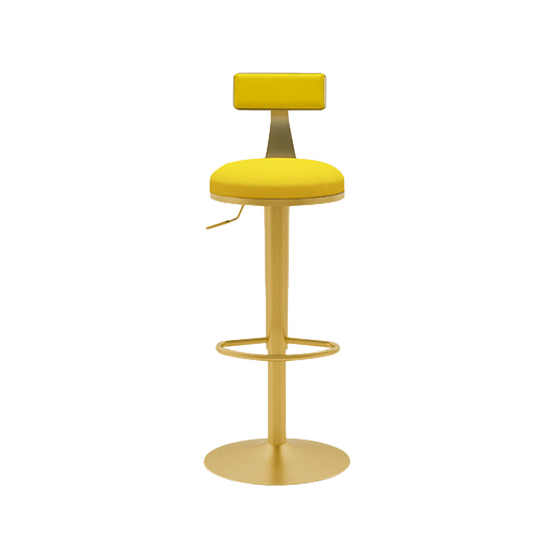 Contemporary Metal Bar and Counter Stool Low Back Stool with Pedestal Base in Gold