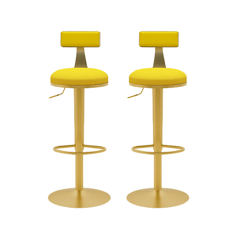 Contemporary Metal Bar and Counter Stool Low Back Stool with Pedestal Base in Gold