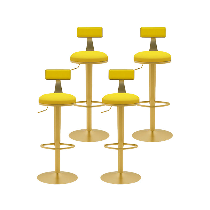Contemporary Metal Bar and Counter Stool Low Back Stool with Pedestal Base in Gold