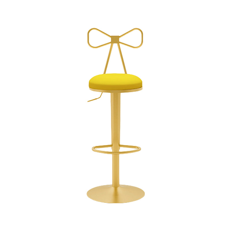 Contemporary Metal Bar and Counter Stool Low Back Stool with Pedestal Base in Gold