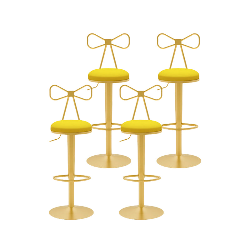 Contemporary Metal Bar and Counter Stool Low Back Stool with Pedestal Base in Gold
