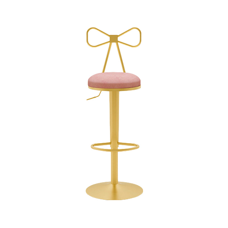 Contemporary Metal Bar and Counter Stool Low Back Stool with Pedestal Base in Gold