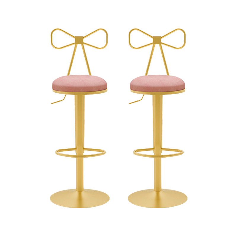 Contemporary Metal Bar and Counter Stool Low Back Stool with Pedestal Base in Gold
