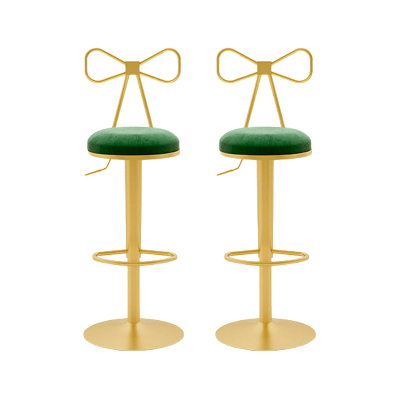 Contemporary Metal Bar and Counter Stool Low Back Stool with Pedestal Base in Gold