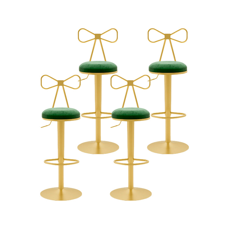 Contemporary Metal Bar and Counter Stool Low Back Stool with Pedestal Base in Gold