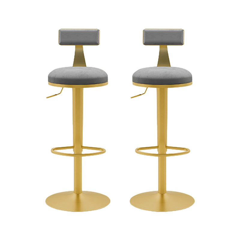 Contemporary Metal Bar and Counter Stool Low Back Stool with Pedestal Base in Gold