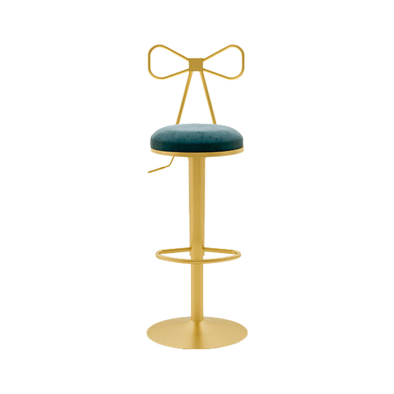 Contemporary Metal Bar and Counter Stool Low Back Stool with Pedestal Base in Gold