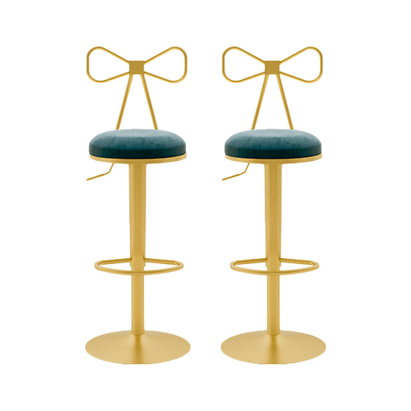 Contemporary Metal Bar and Counter Stool Low Back Stool with Pedestal Base in Gold