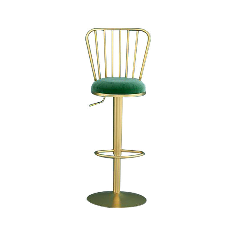 Contemporary Metal Bar and Counter Stool Low Back Stool with Pedestal Base in Gold