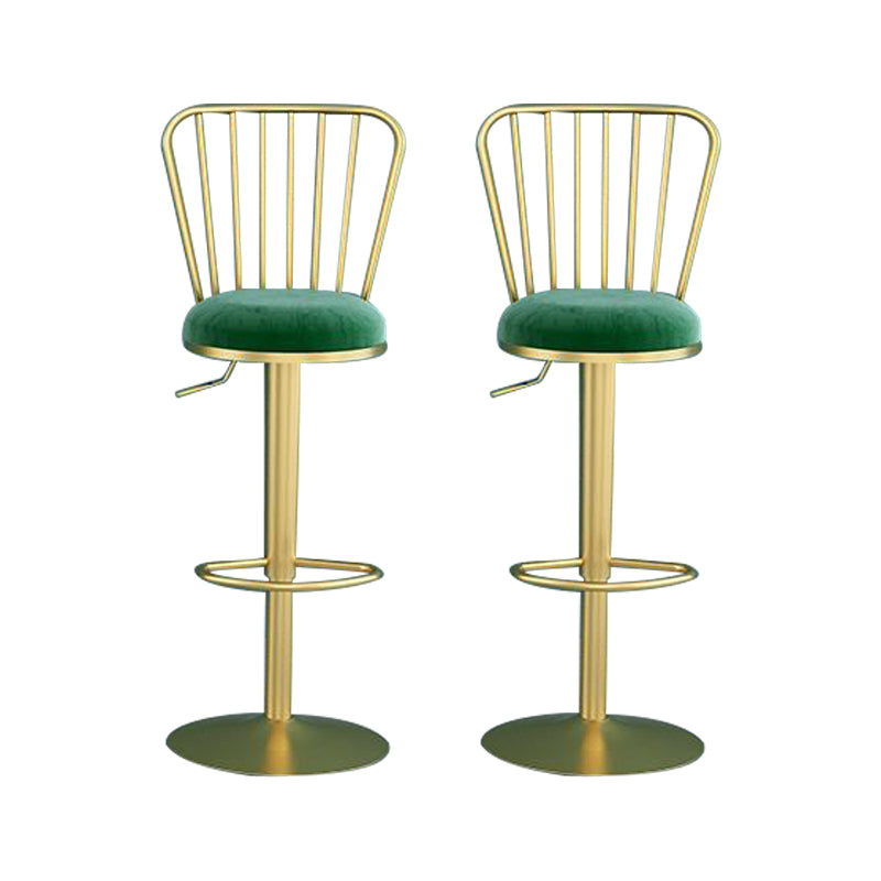 Contemporary Metal Bar and Counter Stool Low Back Stool with Pedestal Base in Gold