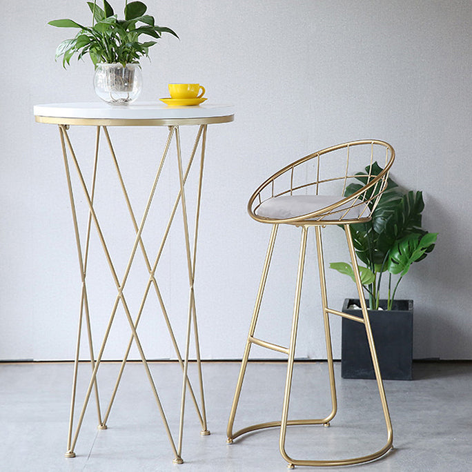 Contemporary Round Bar and Counter Stool Metal Stool with Sled Base
