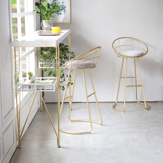 Contemporary Round Bar and Counter Stool Metal Stool with Sled Base