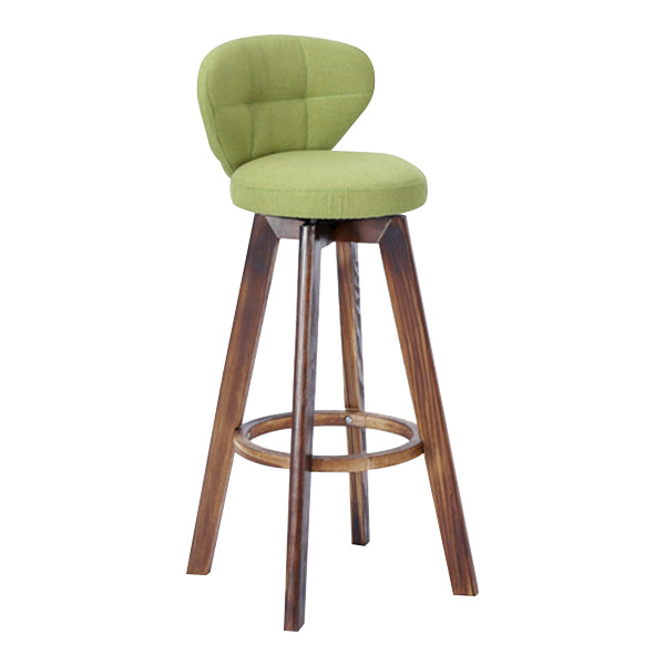 Contemporary Solid Wood Barstool Indoor Bar Stool with Footrest and Cushion