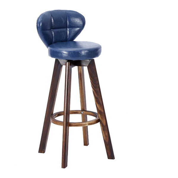 Contemporary Solid Wood Barstool Indoor Bar Stool with Footrest and Cushion