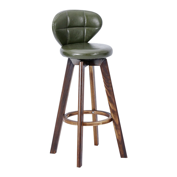 Contemporary Solid Wood Barstool Indoor Bar Stool with Footrest and Cushion
