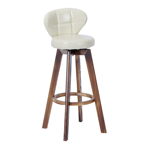 Contemporary Solid Wood Barstool Indoor Bar Stool with Footrest and Cushion