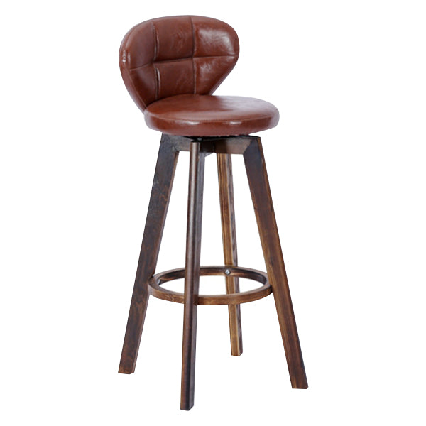 Contemporary Solid Wood Barstool Indoor Bar Stool with Footrest and Cushion