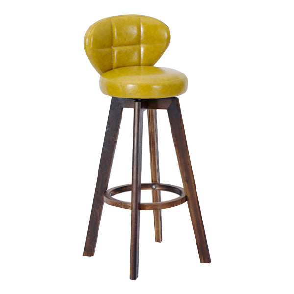 Contemporary Solid Wood Barstool Indoor Bar Stool with Footrest and Cushion
