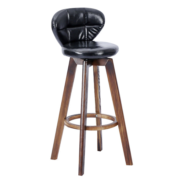 Contemporary Solid Wood Barstool Indoor Bar Stool with Footrest and Cushion