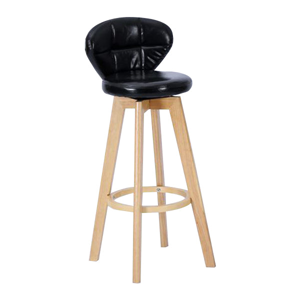 Contemporary Solid Wood Barstool Indoor Bar Stool with Footrest and Cushion